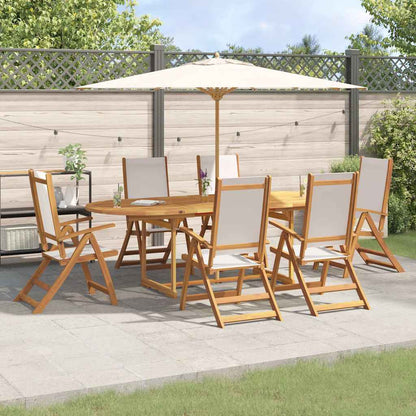vidaXL 9 Piece Garden Dining Set Solid Wood Acacia and Textilene