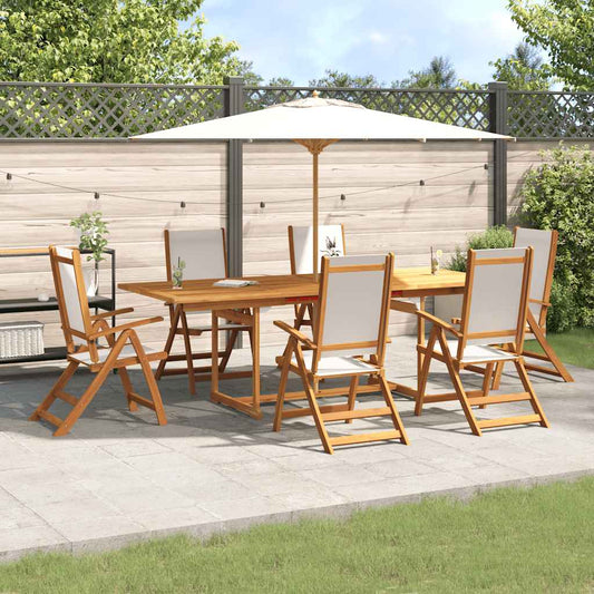 vidaXL 7 Piece Garden Dining Set Solid Wood Acacia and Textilene