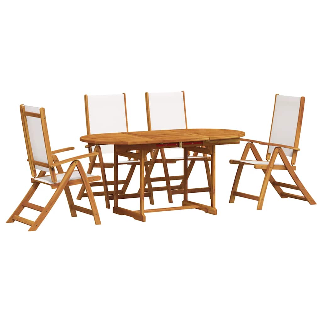 vidaXL 5 Piece Garden Dining Set Solid Wood Acacia and Textilene