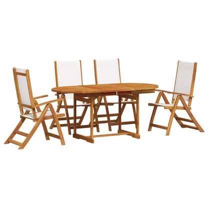 vidaXL 5 Piece Garden Dining Set Solid Wood Acacia and Textilene