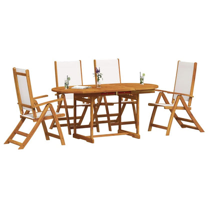 vidaXL 5 Piece Garden Dining Set Solid Wood Acacia and Textilene