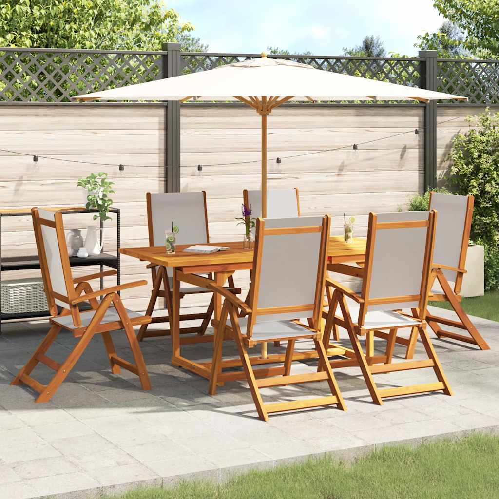 vidaXL 7 Piece Garden Dining Set Solid Wood Acacia and Textilene