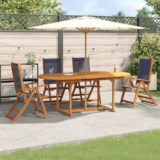 vidaXL 5 Piece Garden Dining Set Solid Wood Acacia and Textilene