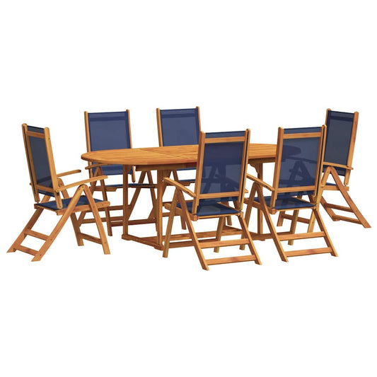 vidaXL 7 Piece Garden Dining Set Solid Wood Acacia and Textilene
