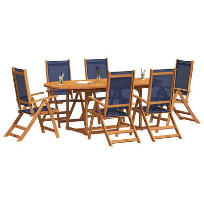 vidaXL 7 Piece Garden Dining Set Solid Wood Acacia and Textilene
