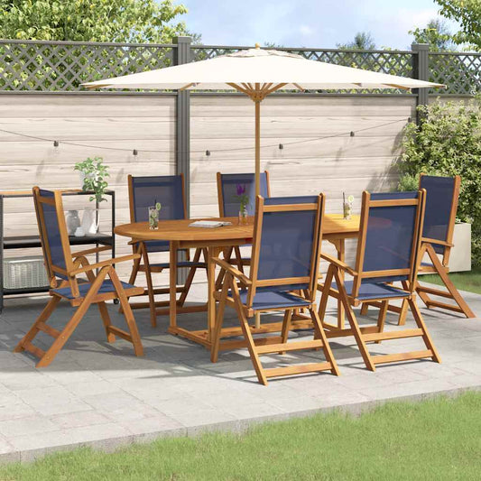 vidaXL 7 Piece Garden Dining Set Solid Wood Acacia and Textilene