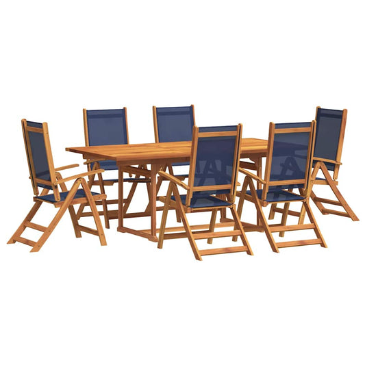 vidaXL 7 Piece Garden Dining Set Solid Wood Acacia and Textilene