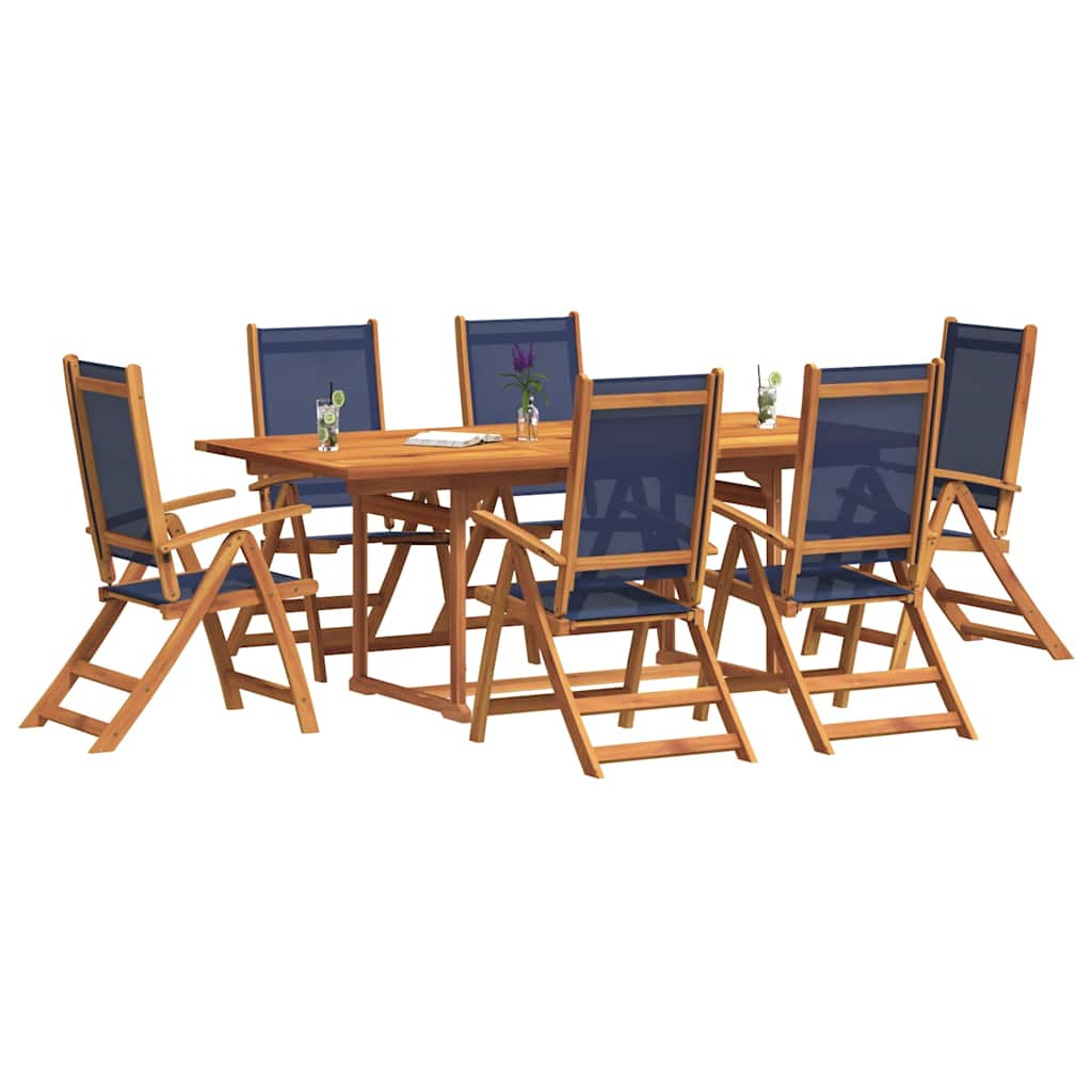 vidaXL 7 Piece Garden Dining Set Solid Wood Acacia and Textilene