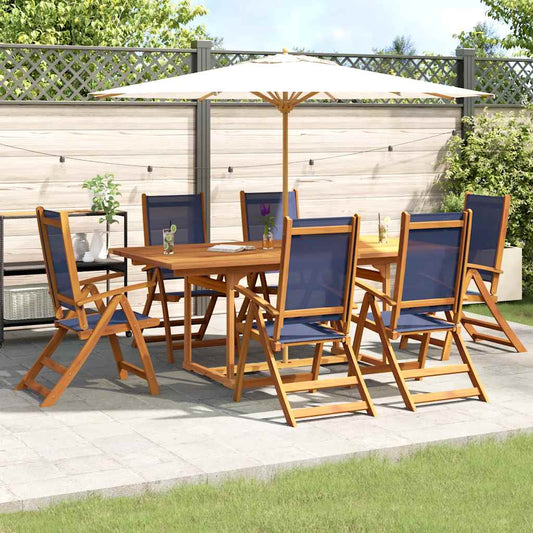 vidaXL 7 Piece Garden Dining Set Solid Wood Acacia and Textilene