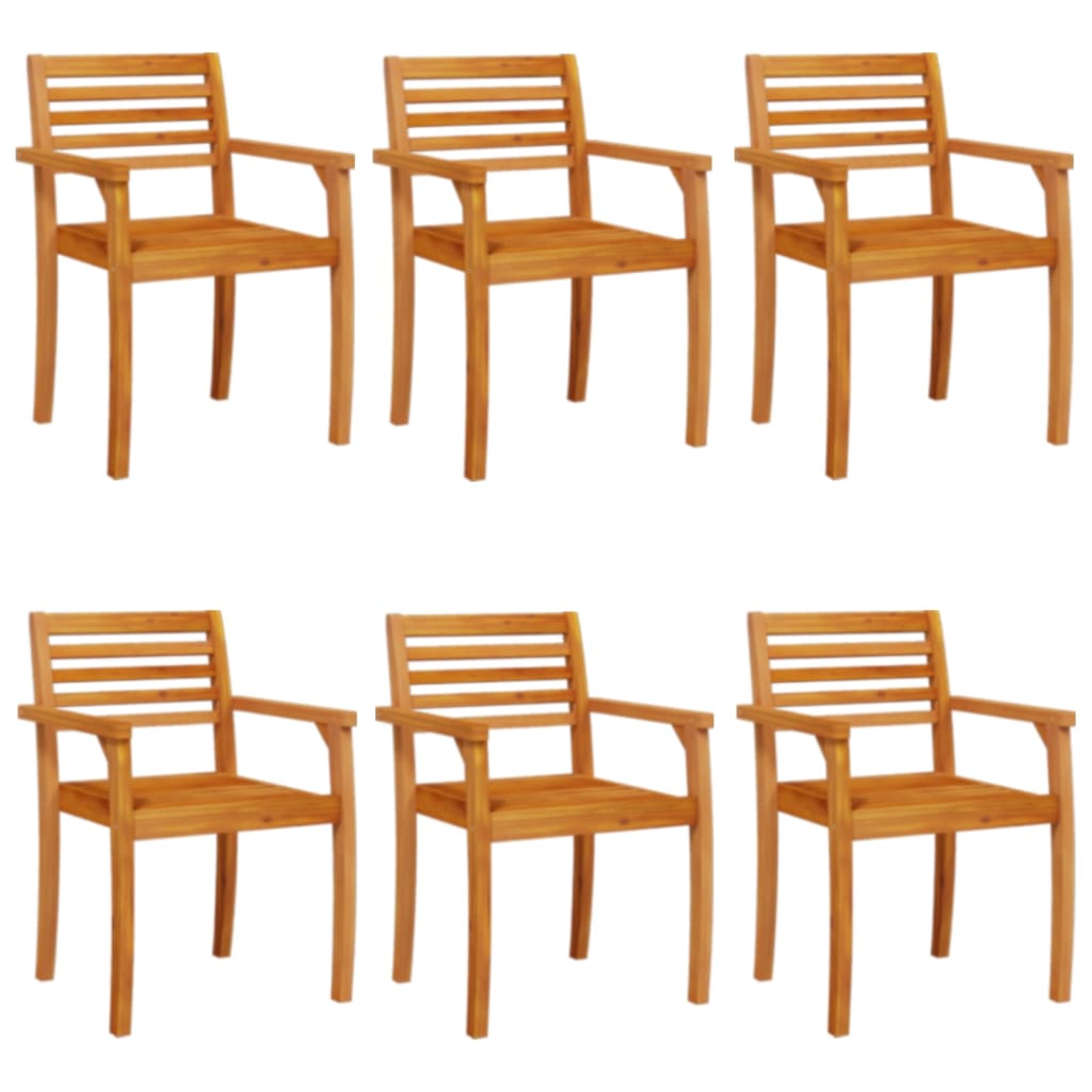 vidaXL Garden Chair | Set of 6 | Natural Acacia | Solid Acacia wood | Standard