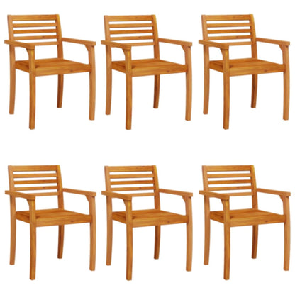 vidaXL Garden Chair | Set of 6 | Natural Acacia | Solid Acacia wood | Standard