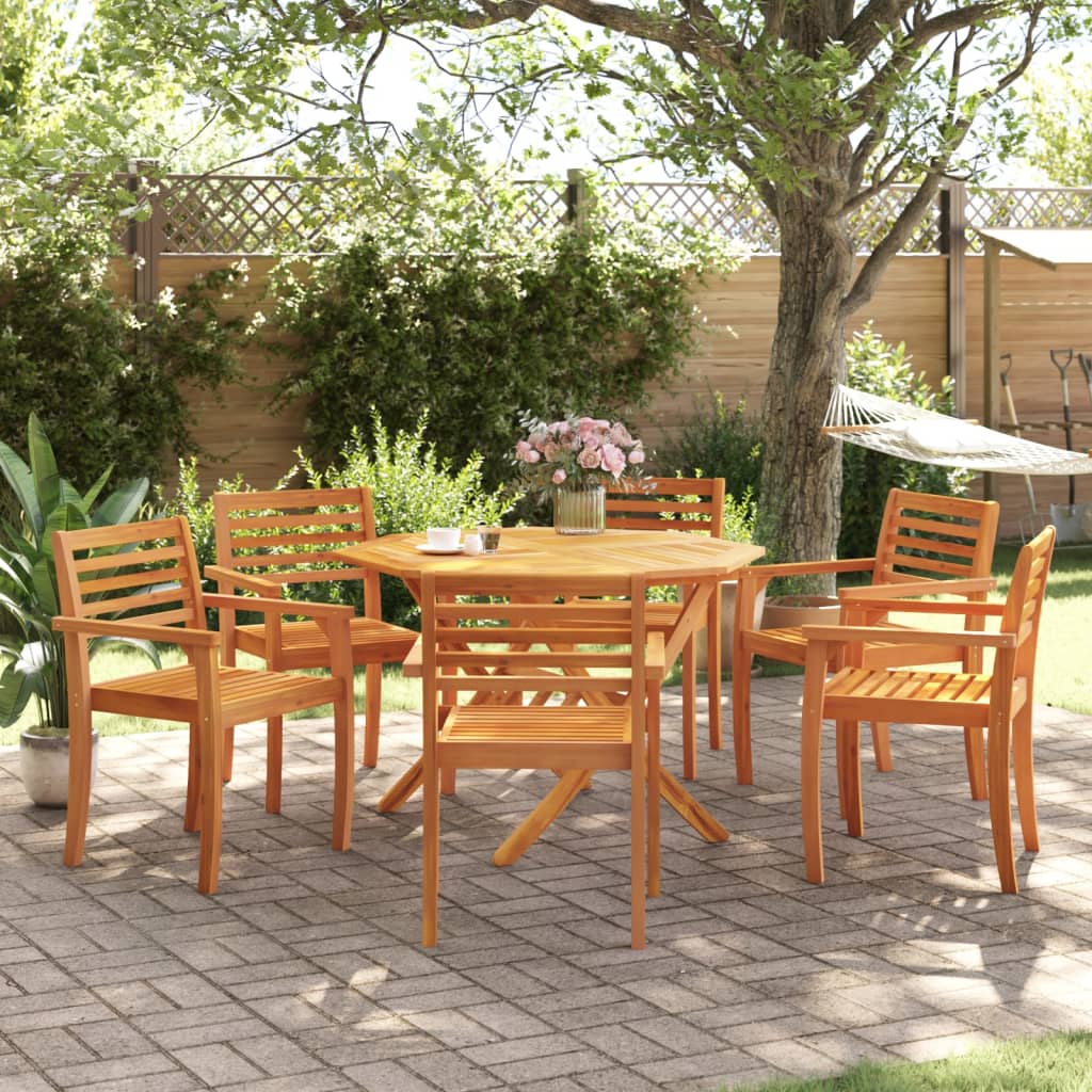 vidaXL Garden Chair | Set of 6 | Natural Acacia | Solid Acacia wood | Standard