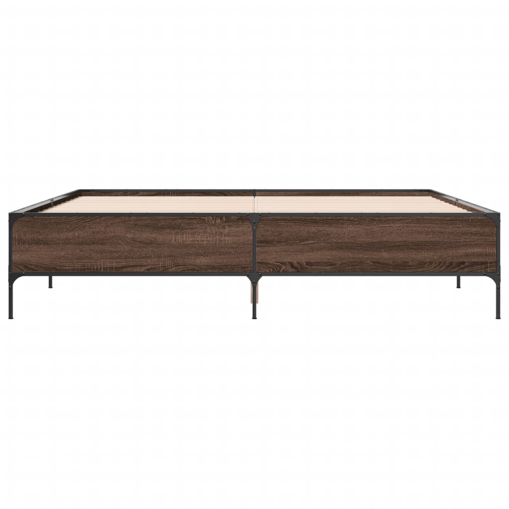 vidaXL Bed Frame without Mattress Brown Oak 200x200 cm