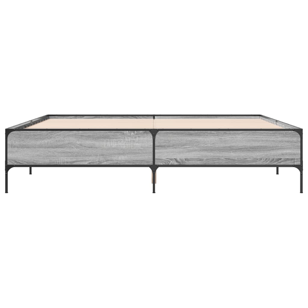 vidaXL Bed Frame without Mattress Grey Sonoma 180x200 cm Super King