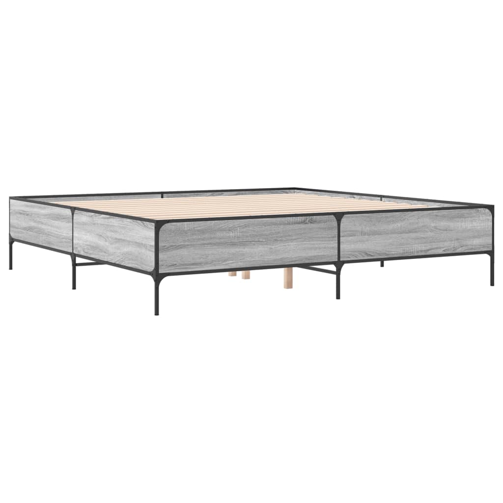 vidaXL Bed Frame without Mattress Grey Sonoma 180x200 cm Super King
