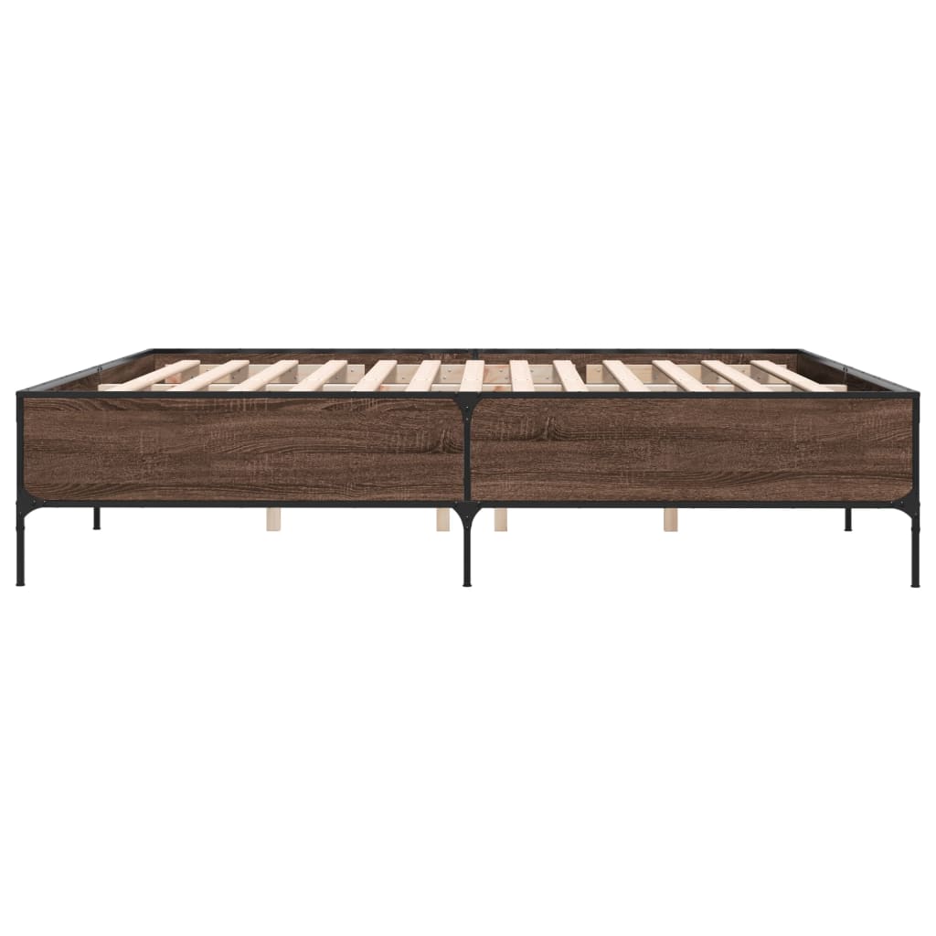 vidaXL Bed Frame without Mattress Brown Oak 180x200 cm Super King