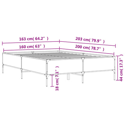 vidaXL Bed Frame without Mattress Grey Sonoma 160x200 cm