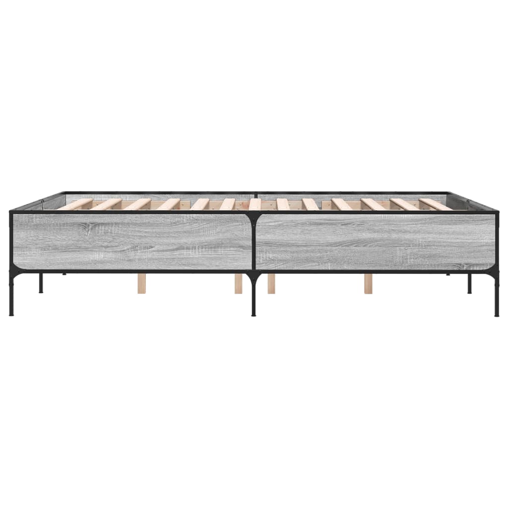 vidaXL Bed Frame without Mattress Grey Sonoma 150x200 cm King Size