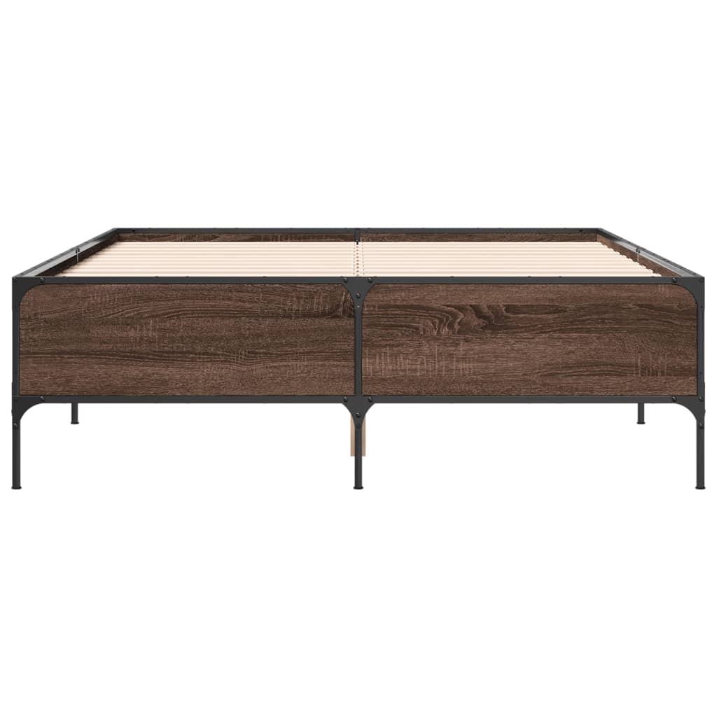 vidaXL Bed Frame without Mattress Brown Oak 140x200 cm