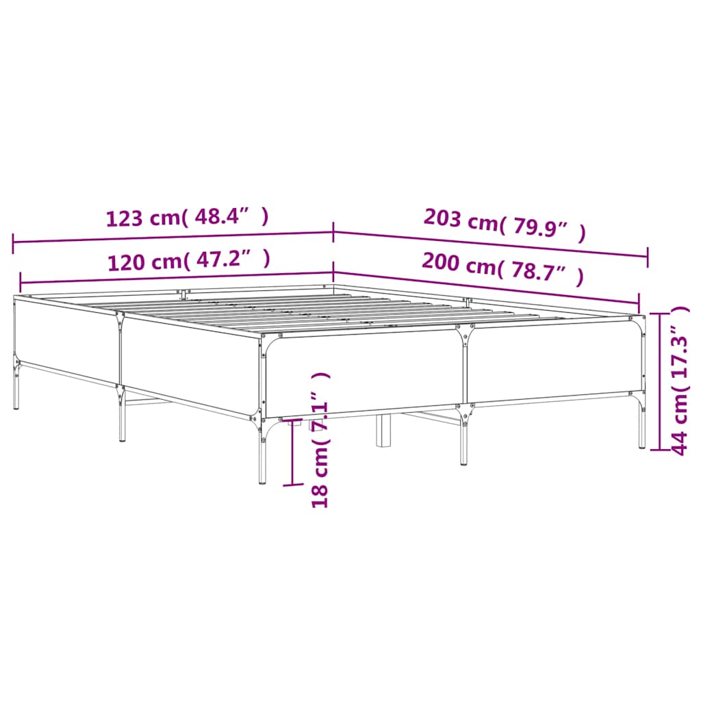 vidaXL Bed Frame without Mattress Sonoma Oak 120x200 cm