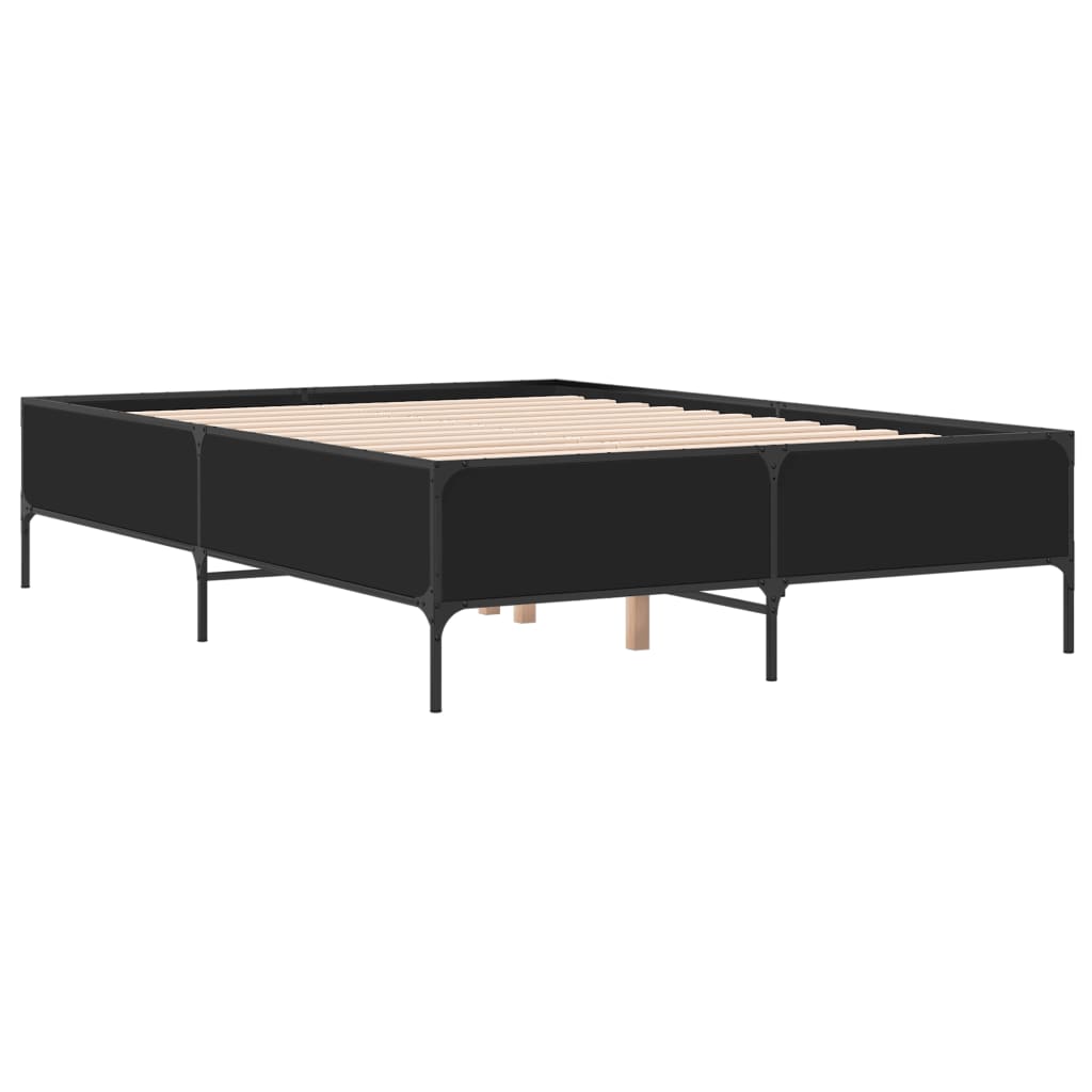 vidaXL Bed Frame without Mattress Black 140x190 cm
