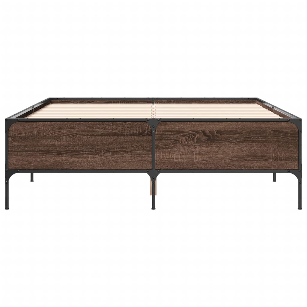 vidaXL Bed Frame without Mattress Brown Oak 135x190 cm Double
