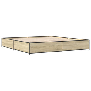 vidaXL Bed Frame Sonoma Oak 160x200 cm Engineered Wood and Metal