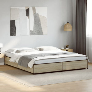 vidaXL Bed Frame Sonoma Oak 160x200 cm Engineered Wood and Metal