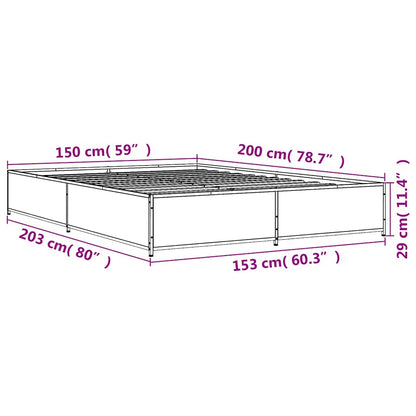 vidaXL Bed Frame without Mattress Grey Sonoma 150x200 cm King Size