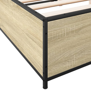 vidaXL Bed Frame Sonoma Oak 120x200 cm Engineered Wood and Metal