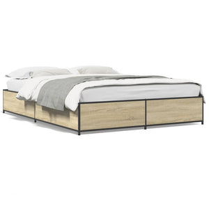 vidaXL Bed Frame Sonoma Oak 120x200 cm Engineered Wood and Metal