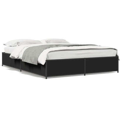 vidaXL Bed Frame | Black | Engineered wood | Double | Durable | Bed Frame