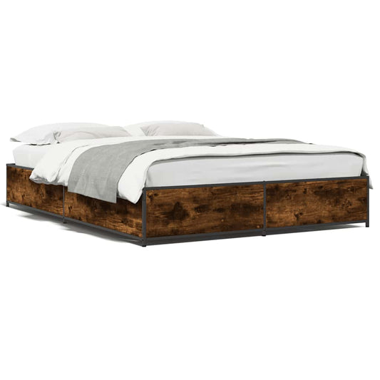 vidaXL Bed Frame | Smoked Oak | Engineered Wood | Double |  Durable  | Bed Frame