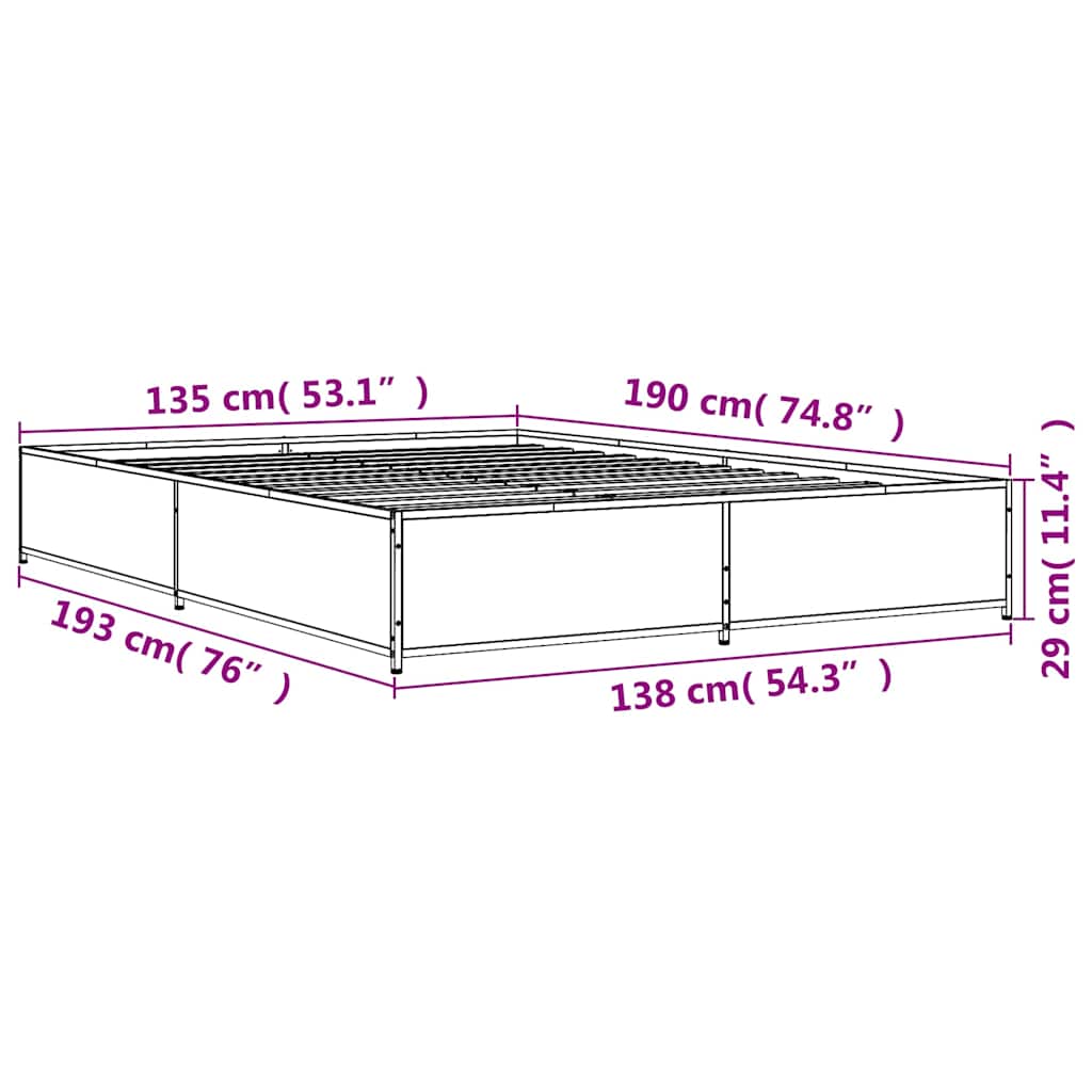 vidaXL Bed Frame | Smoked Oak | Engineered Wood | Double |  Durable  | Bed Frame
