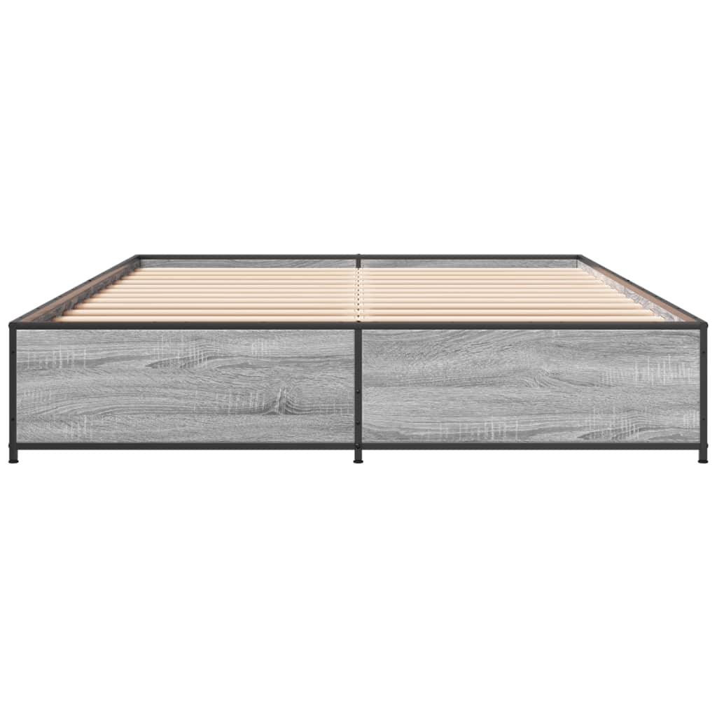vidaXL Bed Frame without Mattress Grey Sonoma 135x190 cm Double