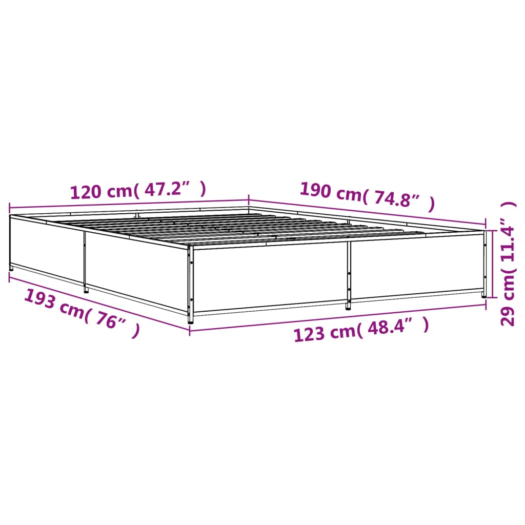 vidaXL Bed Frame without Mattress Brown Oak 120x190 cm Small Double