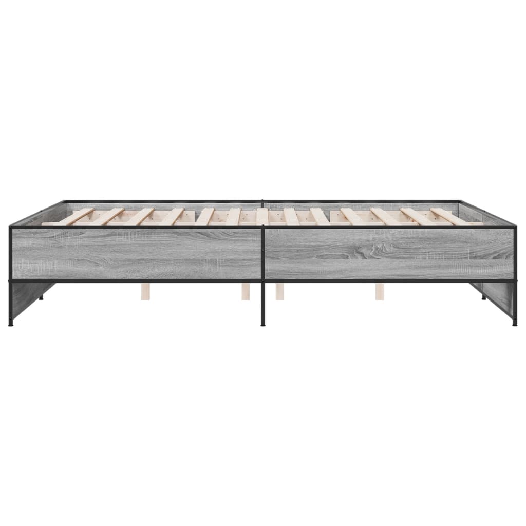 vidaXL Bed Frame without Mattress Grey Sonoma 160x200 cm