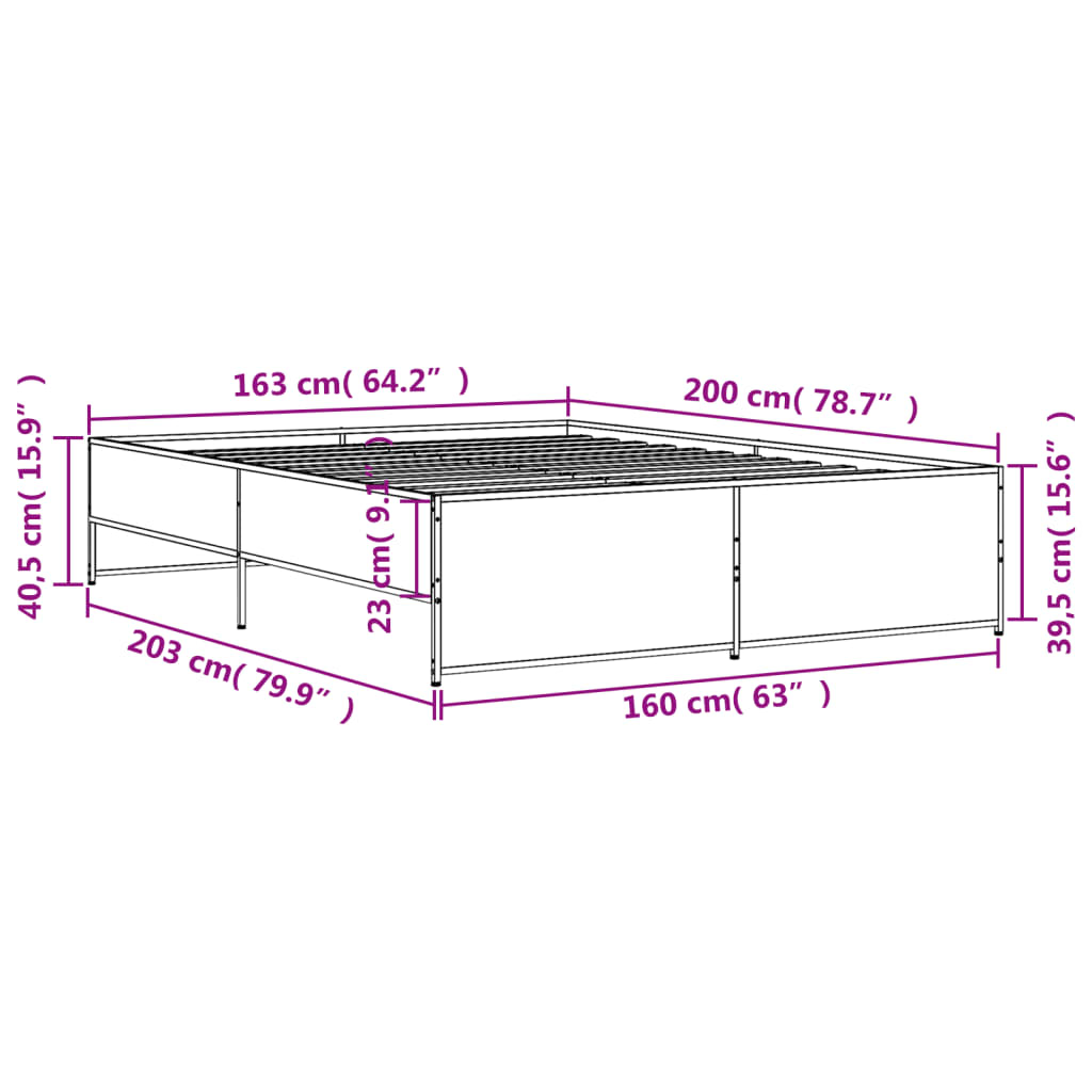 vidaXL Bed Frame without Mattress Brown Oak 160x200 cm