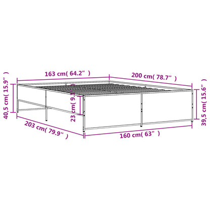vidaXL Bed Frame without Mattress Brown Oak 160x200 cm