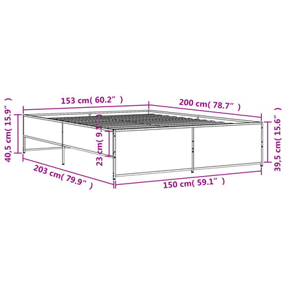 vidaXL Bed Frame without Mattress Black 150x200 cm King Size