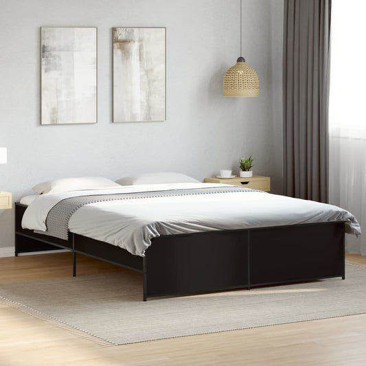 vidaXL Bed Frame | Black | Engineered Wood | Double | Sturdy | Bed Frame