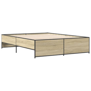 vidaXL Bed Frame Sonoma Oak 140x200 cm Engineered Wood and Metal