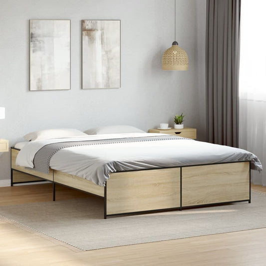 vidaXL Bed Frame | Sonoma Oak | Engineered Wood | 140 x 200 cm | Durable