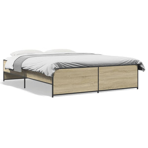 vidaXL Bed Frame Sonoma Oak 140x200 cm Engineered Wood and Metal