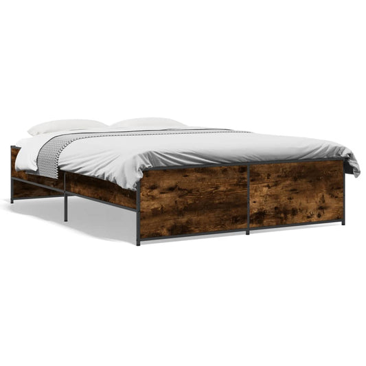 vidaXL Bed Frame | Smoked Oak | Engineered wood, metal | Double | Durable