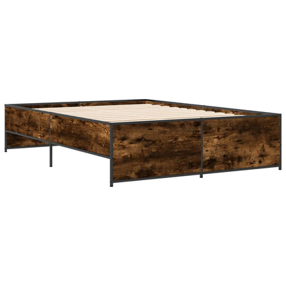 vidaXL Bed Frame | Smoked Oak | Engineered wood, metal | Double | Durable