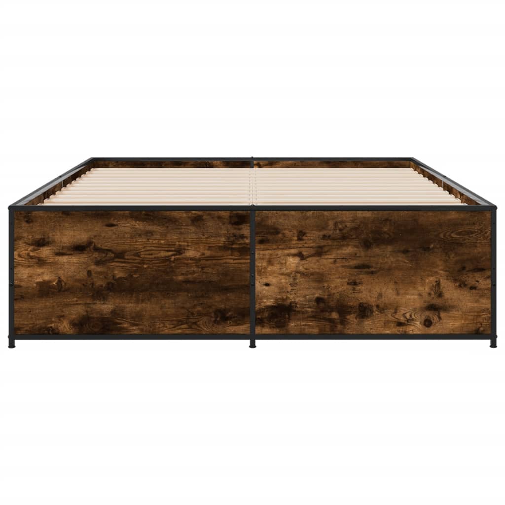 vidaXL Bed Frame | Smoked Oak | Engineered wood, metal | Double | Durable