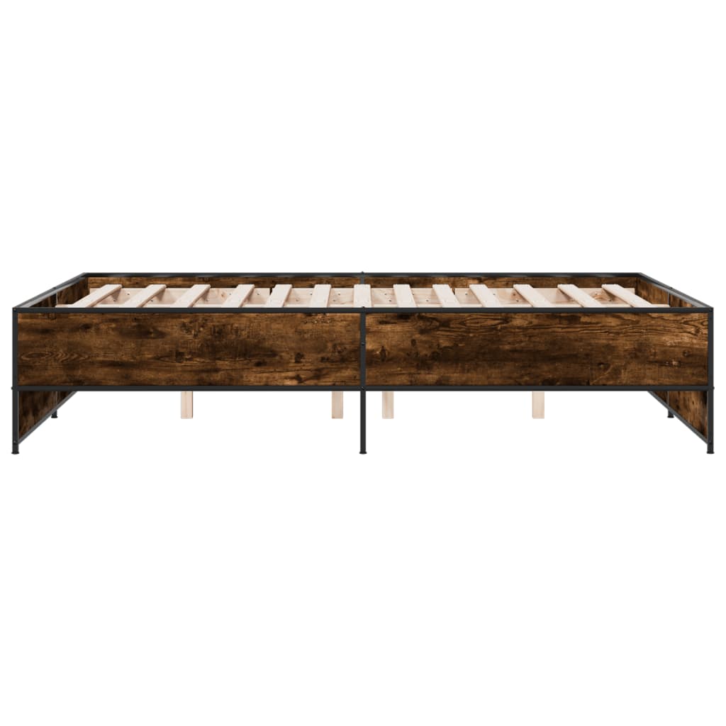 vidaXL Bed Frame | Smoked Oak | Engineered wood, metal | Double | Durable