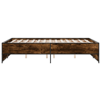 vidaXL Bed Frame | Smoked Oak | Engineered wood, metal | Double | Durable