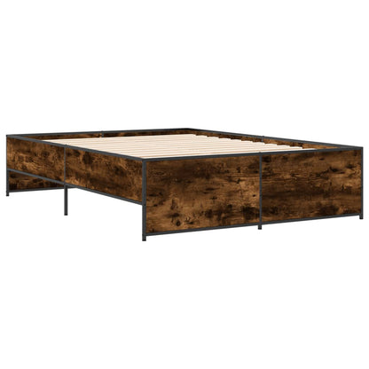 vidaXL Bed Frame | Smoked Oak | Engineered wood, metal | Double | Durable